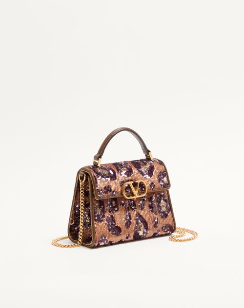 Valentino Garavani - Valentino Garavani Vsling Mini Embroidered Animalier Handbag - Brown/multicolor - Woman - Top Handle Bags